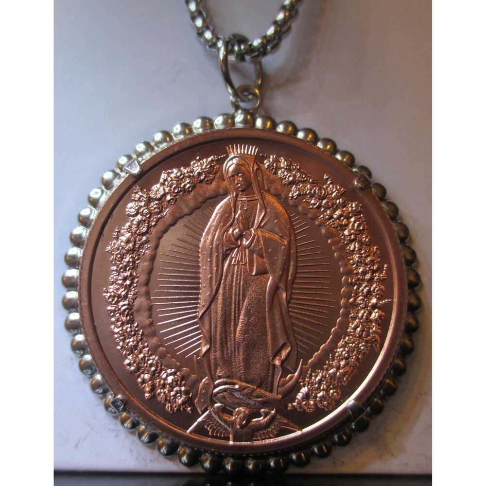 NEW! Nuestra Señora de Guadalupe .999 Fine Copper Round/Pendant Necklace